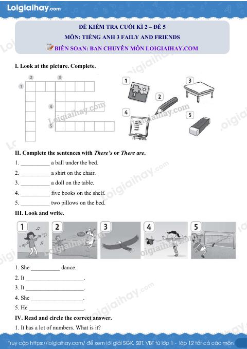 Đề thi học kì 2 Tiếng Anh 3 Family and Friends - Đề số 5